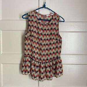 3/$15!! Geometric Retro Sleeveless Peplum Top Size Medium